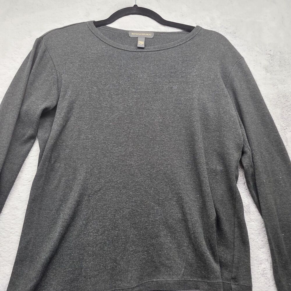 Banana Republic Women's M Charcoal Gray Crewneck Sweater Long Sleeve 100% Cotton